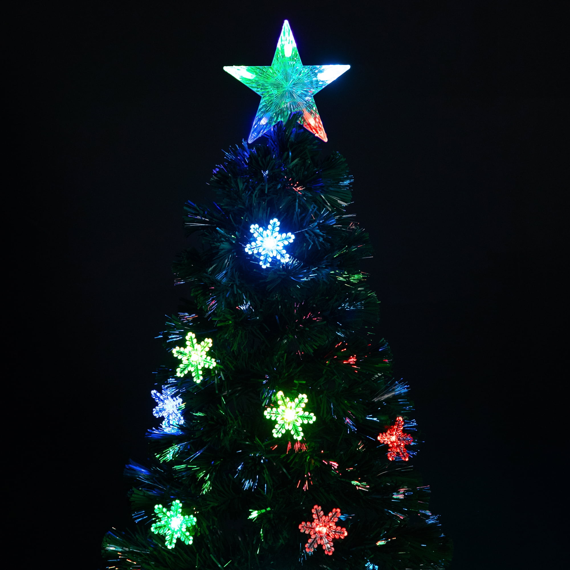 LED Color-Changing Snowflake Fiber Optic Artificial Christmas Tree - 6' - Multi-color Lights