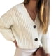 thumbnail image 1 of Suéter de mujer Outwear Botón Abajo Color Puro Grueso Ajuste Suelto Señora Frente Abierto Suéter para Otoño Invierno Beige L, 1 of 4