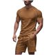 thumbnail image 2 of Conjunto de Ropa Deportiva para Hombres, Manga Corta Casual de Verano Cuello Redondo Y Pantalones Cortos de Hombro de 2 Piezas para Correr Y Gimnasio, Traje Atlético, 2 of 7