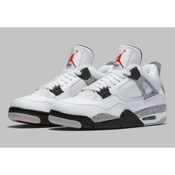 Ni - ke Ni - ke Air Jordan 4 Retro Shoes White Cement Fire Red FV5029-100 Men's Size 11.5