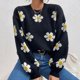 thumbnail image 3 of Gibobby Suéter elegante Sexy Mujeres y niñas invierno y otoño y primavera Floral lindo patrón de cabeza de Papá Noel suéter de punto y suéter de punto (Negro, S), 3 of 4