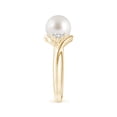 thumbnail image 3 of Angara South Sea Cultured Pearl Bypass Ring with Diamond Trio in 14K Yellow Gold for Women | June Birthstone Jewelry for Her, 3 of 8