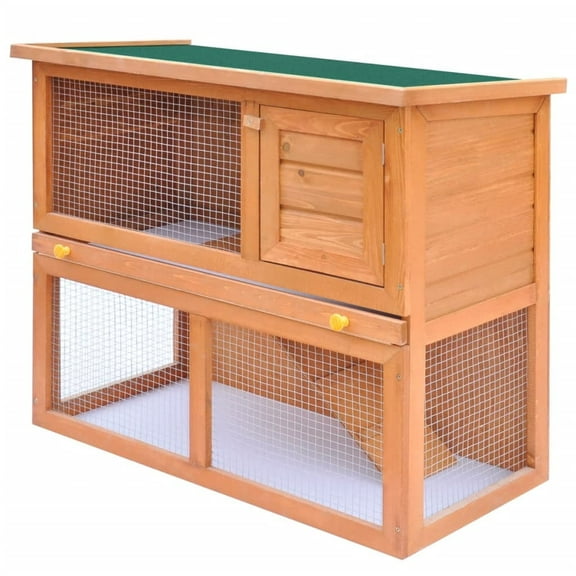 vidaXL Rabbit Hutch Bunny Cage House with Pull Out Tray Ramp Solid Pine Wood