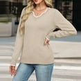 thumbnail image 5 of GrmtClth Womens Sweaters Breathable V-Neck Knitted Sweaters Casual Classic Comfort Soft Long Sleeve Pullover Tops Khaki M, 5 of 6