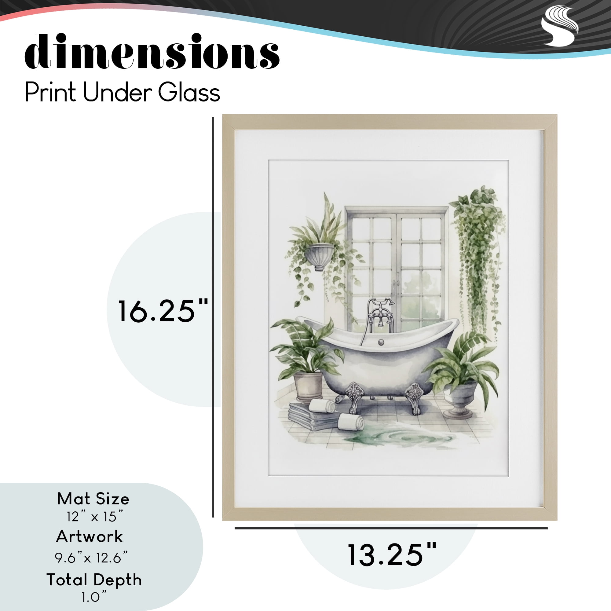 Lush Greenery Bathtub & Window Birch Framed Print Under Glass, design by Lettered and Lined