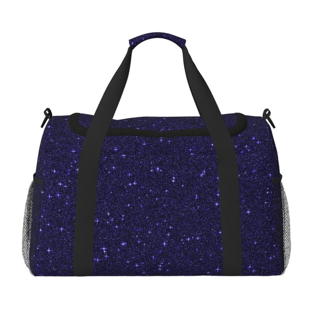 Fotbe Glittering Purple Starfield Bolsa de Viaje con Estampado, Bolsa de Fin de Semana para Mujer con Compartimento para Zapatos, Bolsa de Gimnasio con Bolsillo Húmedo