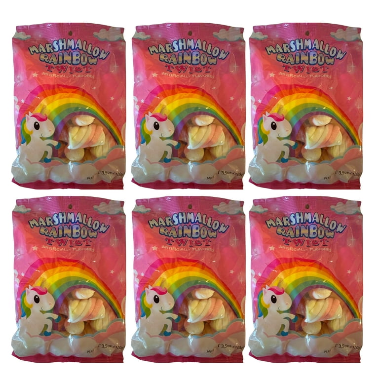 6) Unicorn Marshmallow Twist Colorful Fluffy Sweet Fun Marshmallows for  Kids Snacking Dessert Summer Camping S'mores Birthday Party Favor Baking  Cake Toppers and Gifts 3.53Oz & CUSTOM Storage Carrier 
