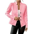 thumbnail image 4 of Women's Textured Single Breasted Blazer, Embossed Pattern Work Jacket, Notch Lapel Office Blazer, Stretch Comfort Fit, Business Casual Blazer, Professional Work Wear, Slim Fit Suit Jacket Pink, 4 of 9