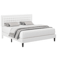 Homfa Queen Size Bed, Button PU Leather Upholstered Platform Bed Frame