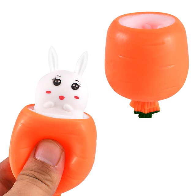 Oricraft Magic Carrot Rabbit Juguete para aliviar el estrés Conejo Sorpresa Taza de Zanahoria para aliviar la Ansiedad TDAH Exprime Las Sorpresas y cura las Emociones Juguete sensorial para el Autismo