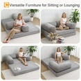thumbnail image 4 of COMAX Folding Sofa Bed Queen, 4-in-1 Foldable Floor Couch Convertible Futon Sofa with Armrests Sleeper Mattress Chair Bed Comfy Portable Fold Out Lounge Guest for Living Room Bedroom, Light Grey, 4 of 5
