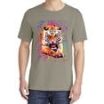 thumbnail image 2 of Wild Bobby, Tiger Growling Colorful Trippy, Animal Lover, Garment-Dyed Washed Look Short Sleeve T-Shirt, Sand, 2XL, 2 of 3