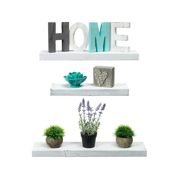 Mark One Home Goods 3 Tier Floating Wood Shelf Floating Wall Shelves