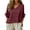 Wine, variant on MEICHEN Women's V Neck T Shirts Casual 3/4 Sleeve Loose Fit Tops Solid Color Fashion Tees Lightweight Blouse