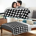 thumbnail image 6 of PAVILIA Buffalo Plaid Sherpa Blanket Throw Twin, Black White Check | Fuzzy Checkered Flannel Fleece Blanket for Couch Bed | Fluffy Warm Cabin Plaid Plush Microfiber Blanket | 60x80, 6 of 7