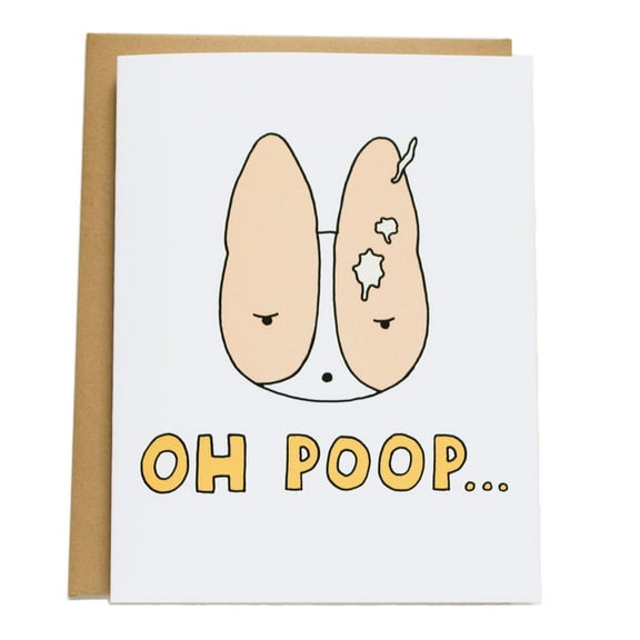 Funny Greeting Card - "Oh Poop..." Humorous Design - Blank Inside with Envelope - Perfect for Any Occasion, Birthdays or Just Because