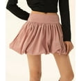 thumbnail image 6 of Women'S High Waist Ruffle Hem Bubble Mini Skirt A Line Flared Cute Skirts Streetwear Pink M, 6 of 8