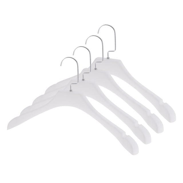 Perchas de ropa únicas Bargains 4 Pcs, percha plana duradera con gancho blanco