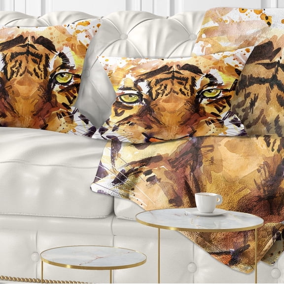 Designart Eyes with Fire - Animal Throw Pillow - 12x20