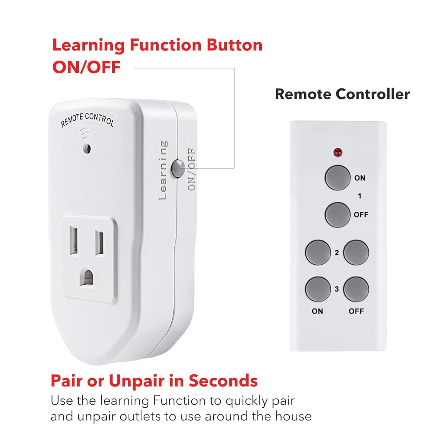 Prime 80 Ft. Range White Wireless Switch with Remote Control (3-Pack) -  Bender Lumber Co.