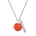 thumbnail image 1 of Delight Jewelry 3/4'' Enamel Basketball Silvertone Balance Bar Charm Necklace, 23", 1 of 4