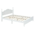 thumbnail image 4 of 3-Piece Retro Queen Platform Bed with 2 Nightstands, Modern Wooden Bed Frame with Slat Support, Upholstered Bed without Box Spring Needed, White, 4 of 9