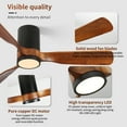 thumbnail image 5 of Lisonu 52 Inch Flush Mount Ceiling Fan with LED Light, Indoor/Outdoor 6-Speed Reversible DC Motor with Remote, Matte Black with Wood Blades for Low Profile Ceilings, 5 of 7