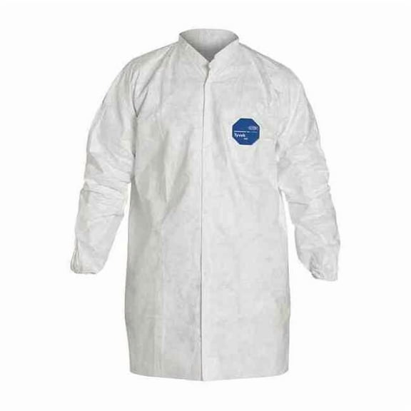 Tyvek 400 Disposable Lab Coat, Tyvek(R) 400, Snaps Closure, White, XL, 30 PK