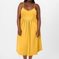 thumbnail image 5 of WTOBBY Women's Plus Size Casual Solid Color Round Neck Sleeveless Pleated Camisole Dress with Pocket, Flowy and Comfortable Fit for Everyday Wear, Fashionable and Breathable Design,Yellow 5XL, 5 of 5