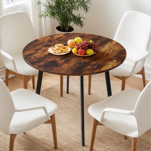 UBesGoo Simplistic Round Dining Table for 2/4, 35.4" Modern Kitchen Table Dinette Table for Dining Room, Rustic Brown