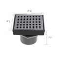 thumbnail image 3 of Matte Black 4 in. Square Shower Drain, Geometric Square Grate, 304 Stainless Steel, Debris Basket Included, 3 of 12