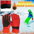 thumbnail image 2 of Kids Ski Snow Gloves Boys Girls Warm Winter Gloves Kids Waterproof Windproof Thermal Fleece Anti Slip Mittens With Grip For Skiing Sledding Cycling & Snowboarding 7-12 Years Kids Gloves Red, 2 of 5