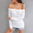 thumbnail image 2 of YYDGH Women Long Sleeve Off Shoulder Tops Casual Loose Fit Pullover Shirts Solid Color Sweatshirt White XXL, 2 of 5