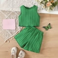 thumbnail image 2 of Xyant Toddler Baby Girl Clothes Knit Floral Fly Sleeve Tops Shorts Cute Summer Spring Outfits Infant Baby Girl Clothing Set (Green,2-3 Years), 2 of 7