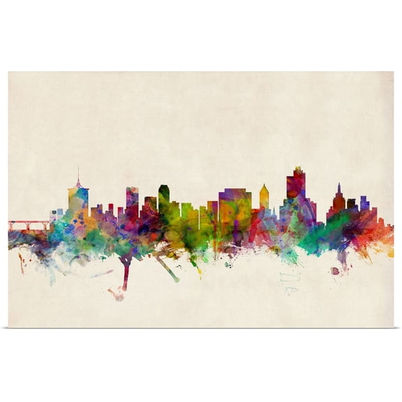 Great BIG Canvas | "Tulsa Oklahoma Skyline" Art Print - 24x16