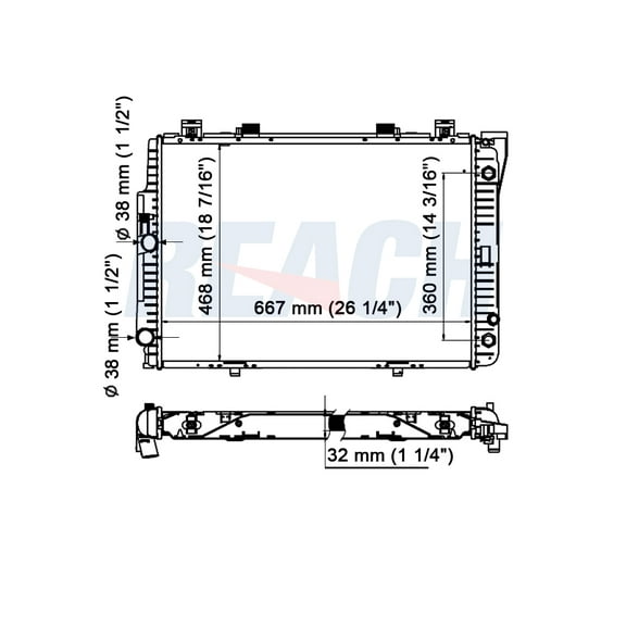 REACH 41-1312 Radiator for 93-92 Mercedes-Benz 300SE; 95-94 Mercedes-Benz S320