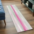 thumbnail image 4 of Abstract Sunset Washable Runner Rugs 2'x6', Pink Green White Gradient Modern Oil Painting Low Pile Throw Entryway Rug Non-Slip Sturdy Edge Binding Carpet for Indoor Bedside Entrance Bedside, 4 of 9