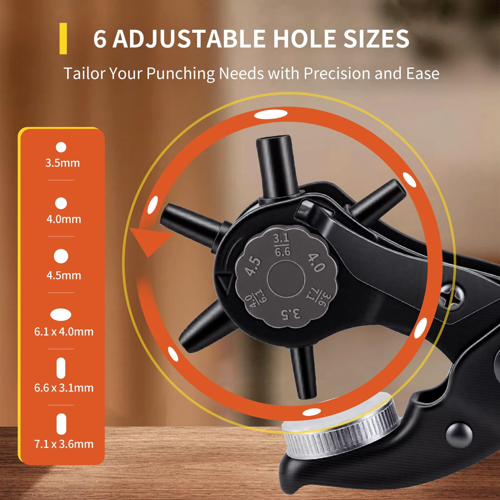 Round & Oval Leather Hole Punch Set  Upgraded Long Handle Revolving Plier Kit For Belts Watch Bands Straps Dog Collars Saddles Shoes Fabric Diy Home Craft Project