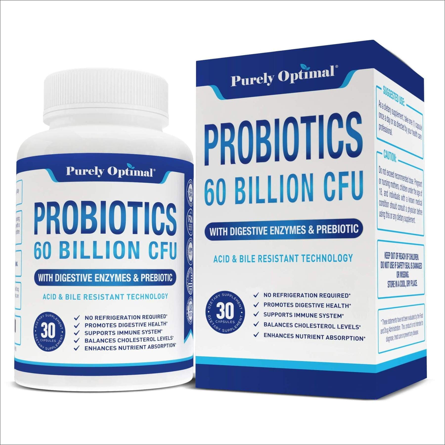 Premium Probiotics 60 Billion CFU with Organic Prebiotics & Digestive