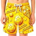 thumbnail image 2 of Angala Boys Shorts Elastic Waist Soccer Print Running Shorts Summer Soft Stretchable Football Athletic Casual Boys Shorts Size 3-4 Years Yellow, 2 of 3