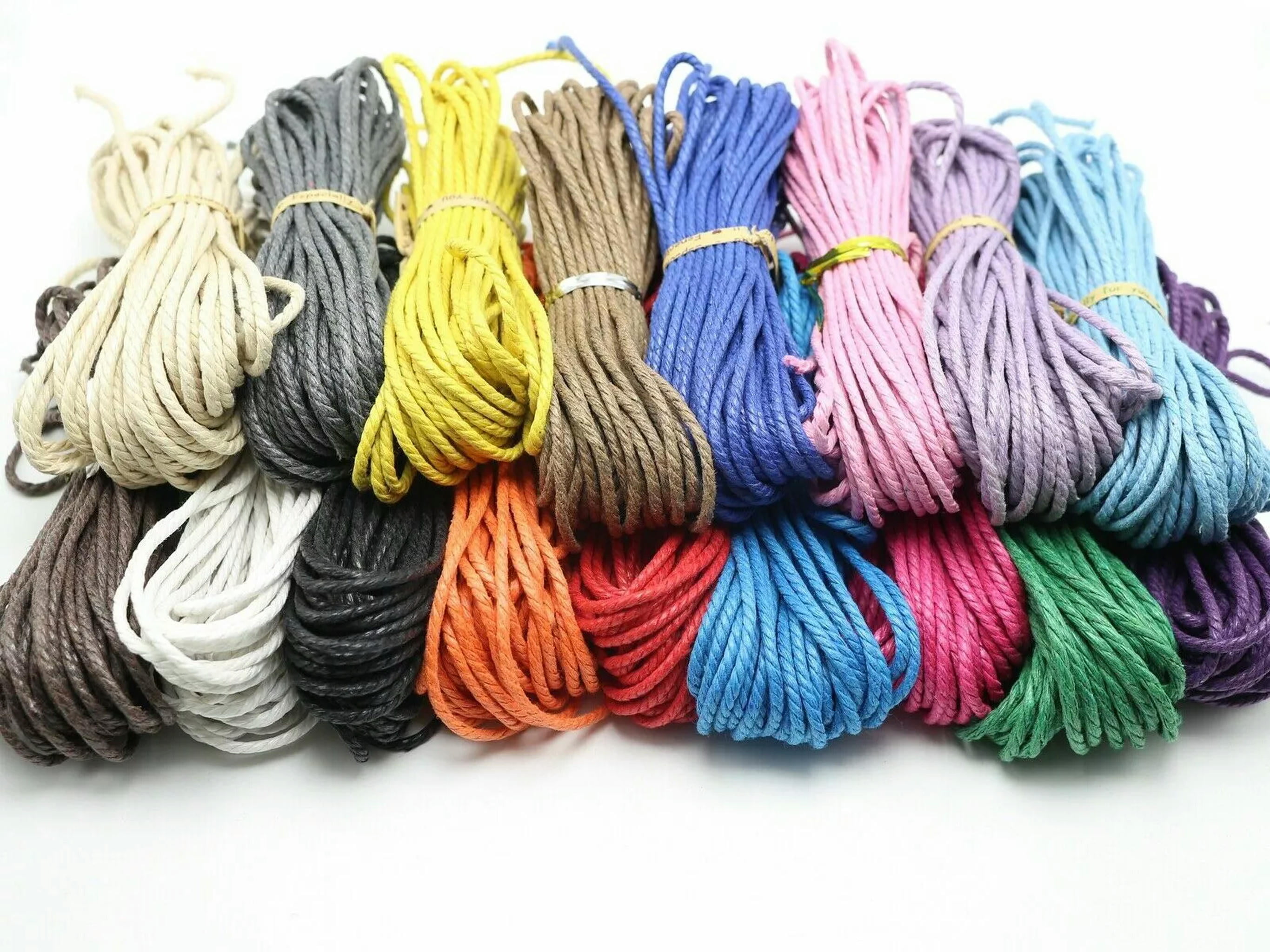 U8MO 120 Meter Waxed Twisted Cotton Cord Thread Line 2mm Macrame Rope String 12 Color