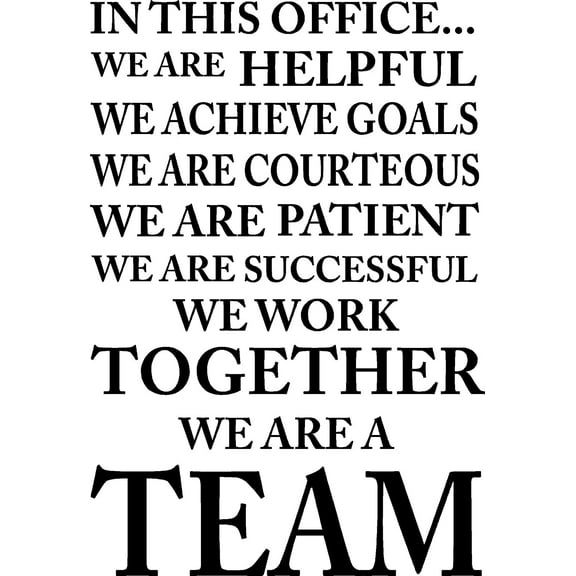 QTH in This Office we Achieve Goals we Work we are a Team Classroom Sport Football Cute Inspirational Family Love Vinyl Quote Saying Wall Art Lettering Sign Room Decor