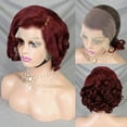 thumbnail image 7 of 99J Color Loose Wave Pixie Cut Wig Red Short Bob Human Hair 13x4 Lace Frontal Wigs Transparent Lace Human Hair for Black Women Lace Front Human Hair Wig, 7 of 7