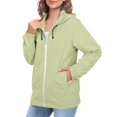 thumbnail image 2 of Comdrip Veste Légère pour Femmes! Veste Chaude Coupe-Vent Imperméable à Blocs de Couleur pour Femmes, Coupe-Vent d'Extérieur, Veste de Randonnée, Veste de Randonnée pour Femmes, Légère, Vert Pâle 3TG, 2 of 5