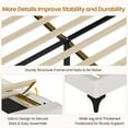 thumbnail image 4 of Twin Princess Bed Frame with LED Lights for Girls, Velvet Upholstered Platform Bed with Adjustable Tufted Headboard, White Girl Bed Frame, No Box Spring Needed, 4 of 9