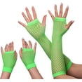 thumbnail image 2 of YooGuoGuo 2 Pairs Women Fishnet Gloves,Long and Short Set Mesh Fingerless Gloves for 80s Theme Party Halloween Costume, 2 of 5