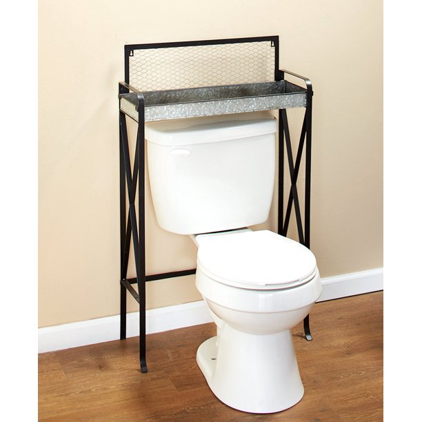 Galvanized Metal Farmhouse Over the Toilet Spacesaver Bathroom Decor
