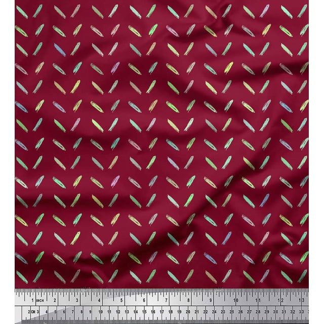 Soimoi Red Moss Georgette Fabric Brush Stroke Abstract Decor Fabric Printed Yard 42 Inch Wide