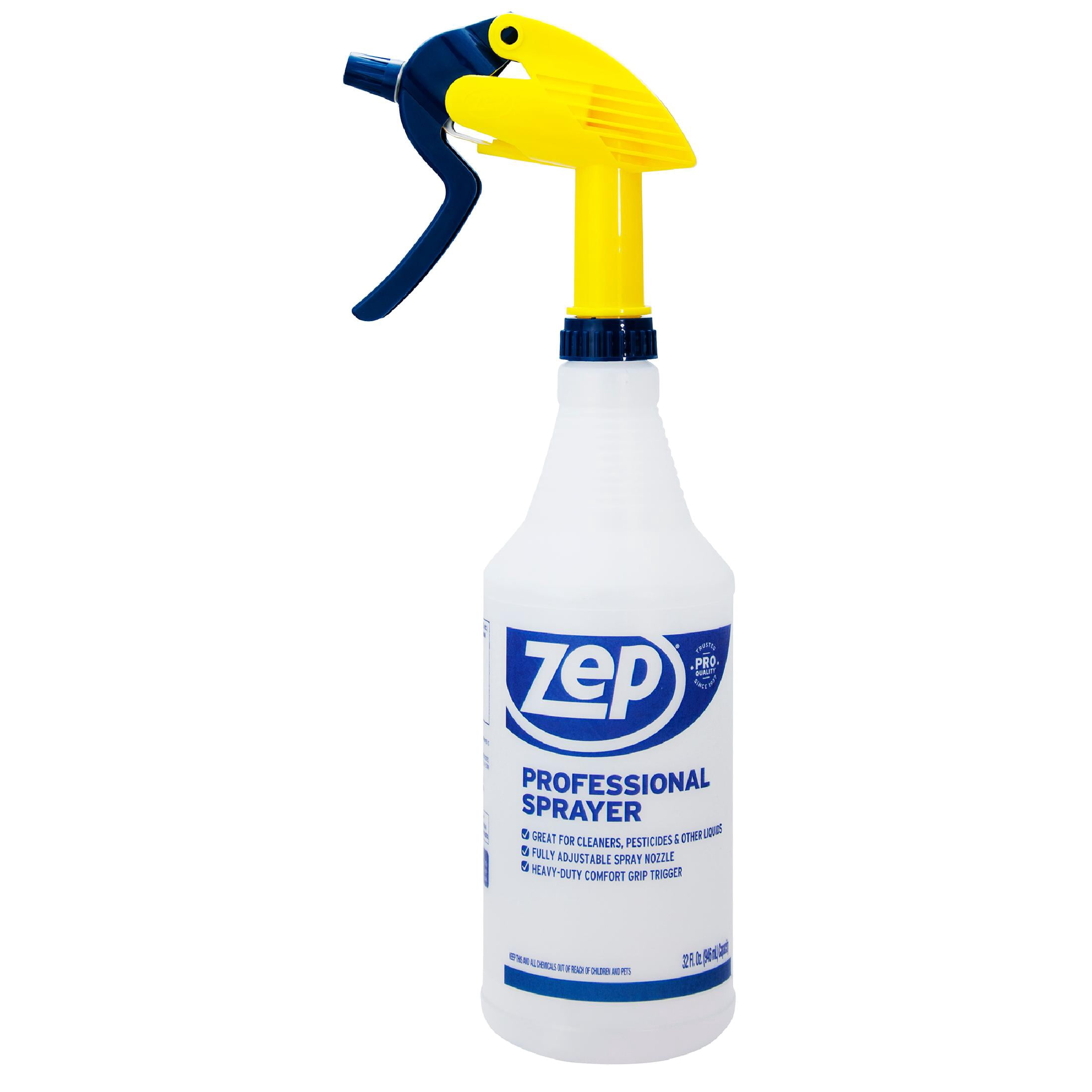 (3 pack) Zep Professional Plastic Spray Bottle, 32 oz, Adjustable Nozzle, Comfort Grip