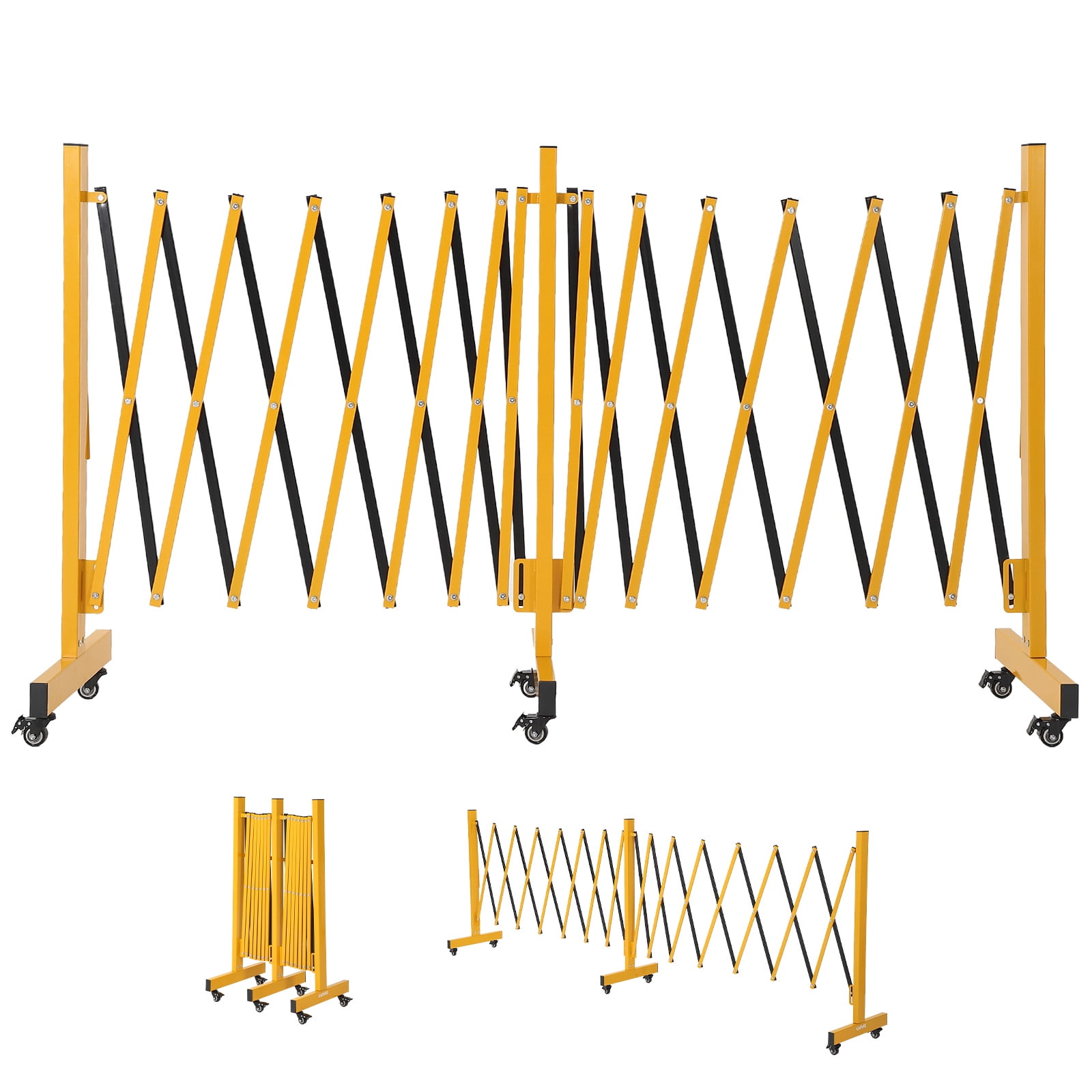Metal Expandable Mobile Barricade, Industrial Folding Security Gate Driveway Gate for Outdoor, 16 ft*3.4 ft